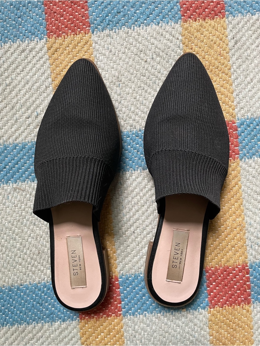 STEVEN Black Knit Mules